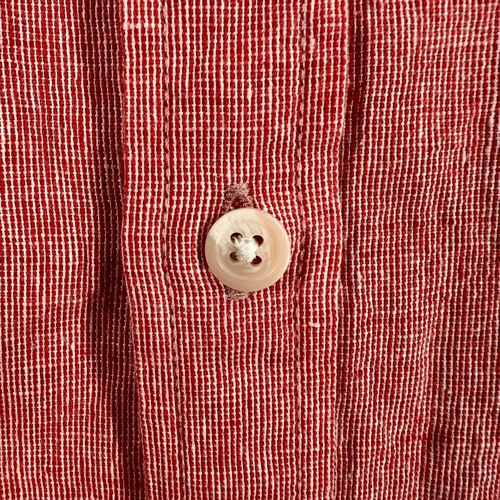 Banana Republic Shirt Mens XL Extra Large Red Short Sleeve Linen Blend Slim Fit